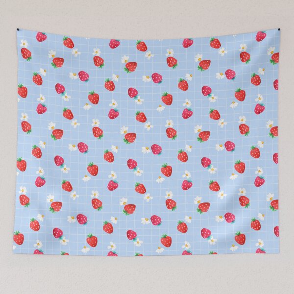 Item preview, Strawberry and Daisy field designed and sold by inkbearblue.