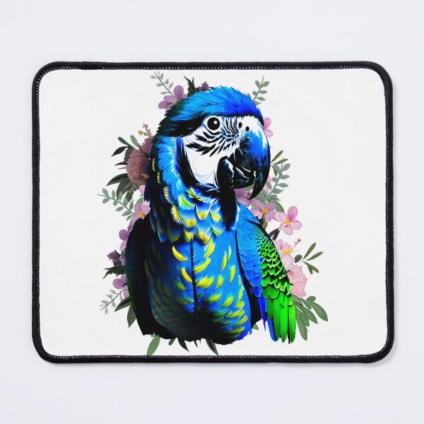 Item preview, Blue Macaw Parrot Flowers Art designed and sold by Ascooepics.