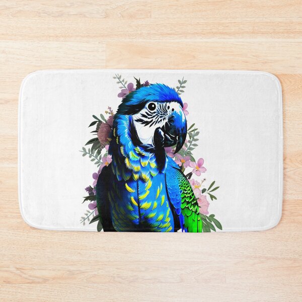 Item preview, Blue Macaw Parrot Flowers Art designed and sold by Ascooepics.