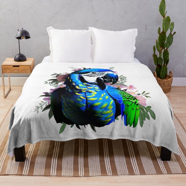 Item preview, Blue Macaw Parrot Flowers Art designed and sold by Ascooepics.