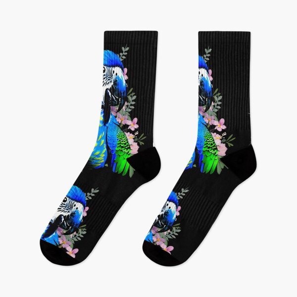 Item preview, Blue Macaw Parrot Flowers Art designed and sold by Ascooepics.