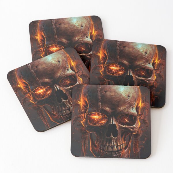 Item preview,  Cyborg skull engulfed in flames  - Cyberpunk Gothic Artwork designed and sold by SevoArt.