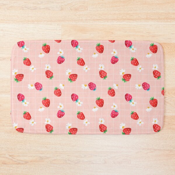 Item preview, Strawberry and Daisy field on pink background designed and sold by inkbearblue.
