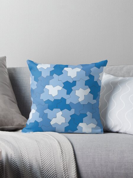 Aperçu de l'œuvre Tuiles Einstein monotiles apériodiques, formes Einstein dans les tons de bleu créée et vendue par Polyglot Creations.