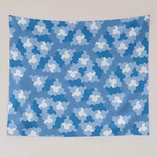 Item preview, Aperiodic Monotile Einstein Tiles, Einstein Shapes in Shades of Blue designed and sold by Polyglot Creations.