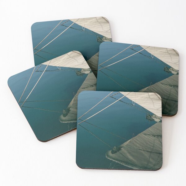 Item preview, Detail of a white boat and its reflection in the blue seawater designed and sold by Adriana Mueller.