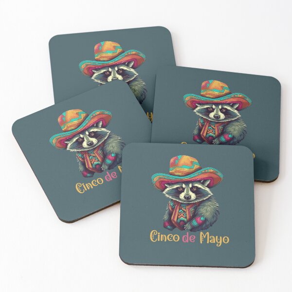 Item preview, Cinco de mayo Raccon with colorful text designed and sold by EmeraldeaArt.