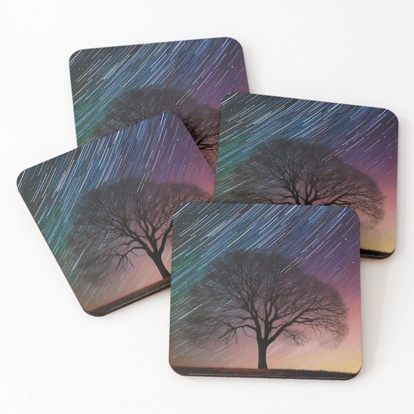 Item preview, Silhouette Tree and Starry Rainbow Sky - Digital Art designed and sold by SnoopyTF.