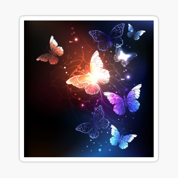 Vista previa del artículo con la obra «Brillantes mariposas nocturnas sobre fondo negro», diseñado y vendido por Blackmoon9.