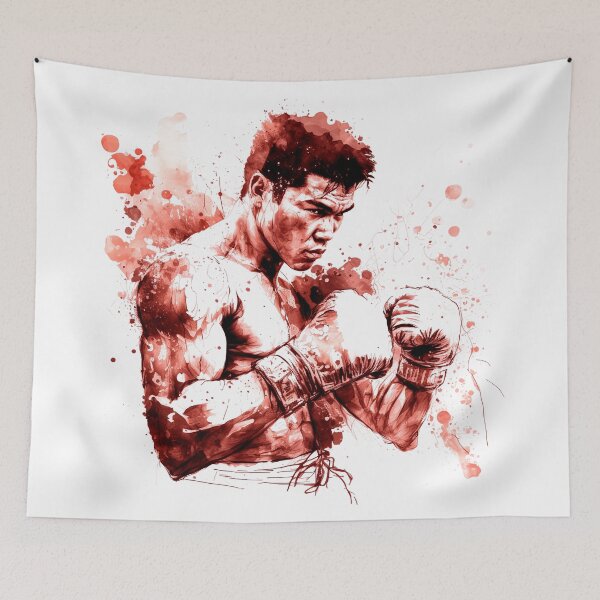 Item preview, Boxing fighter red on white designed and sold by RedShirtArts.
