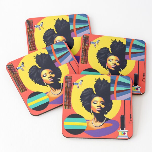 Item preview, Black Woman Stars Afro-Centric Modern Colorful Design designed and sold by Cocoa Junction.