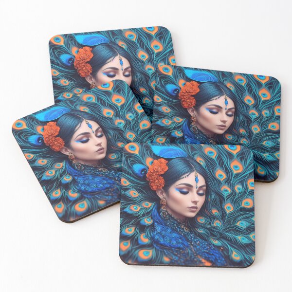 Item preview, Fantasy Orange Peacock Goddess Hera Art, Vibrant Colors designed and sold by mysticsubs.