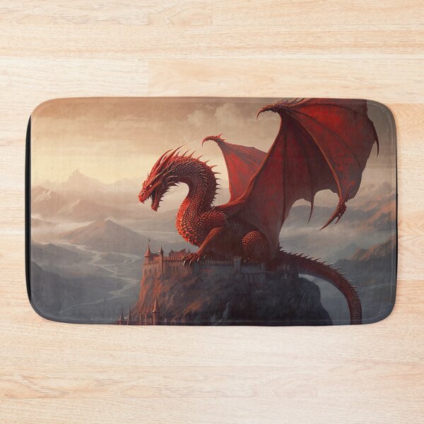 Item preview, Red Dragon Fantasy Painting - Magnificent Red Dragon Takes Over a Mountain Citadel in this Epic High Fantasy Digital Painting - very high resolution designed and sold by CloudofKnowing.