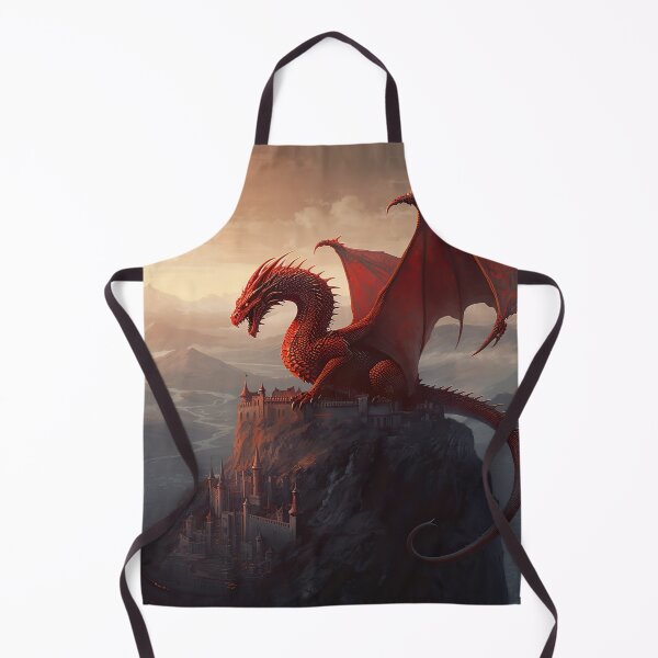 Item preview, Red Dragon Fantasy Painting - Magnificent Red Dragon Takes Over a Mountain Citadel in this Epic High Fantasy Digital Painting - very high resolution designed and sold by CloudofKnowing.