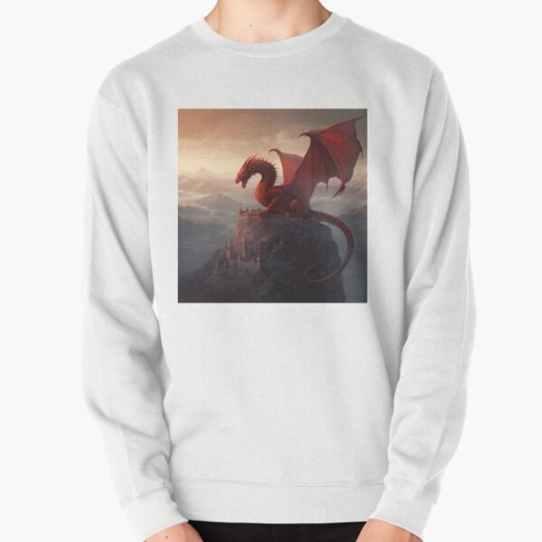Item preview, Red Dragon Fantasy Painting - Magnificent Red Dragon Takes Over a Mountain Citadel in this Epic High Fantasy Digital Painting - very high resolution designed and sold by CloudofKnowing.