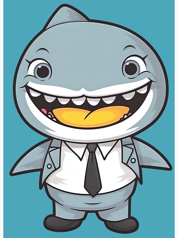 Disover Kawaii Businessman shark Premium Matte Vertical Poster