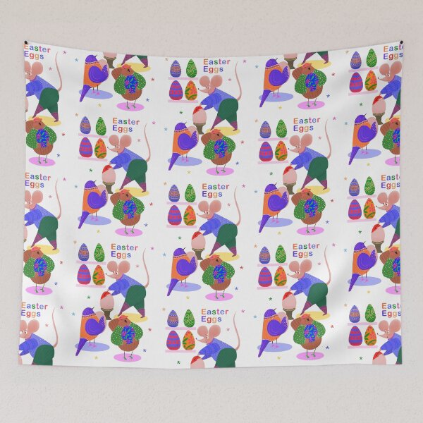 Item preview, Cute mouse decorating easter eggs for his cute birds friends, version 1 designed and sold by IULIART.