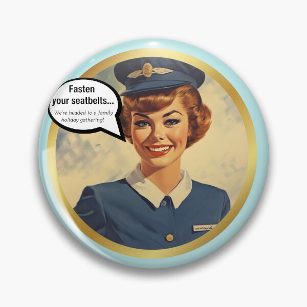 Item preview, Fasten your seatbelts! "We're headed to a family holiday gathering!" Vintage aviation airline stewardess designed and sold by Step, Repeat.