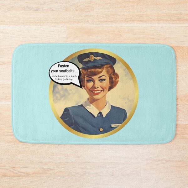 Item preview, Fasten your seatbelts! "We're headed to a family holiday gathering!" Vintage aviation airline stewardess designed and sold by Step, Repeat.