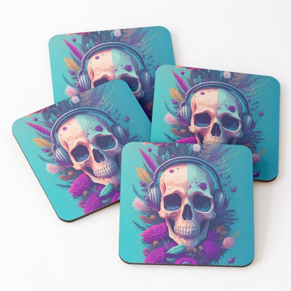 Item preview, Floral Skull With Headphones designed and sold by MudbloodStore.