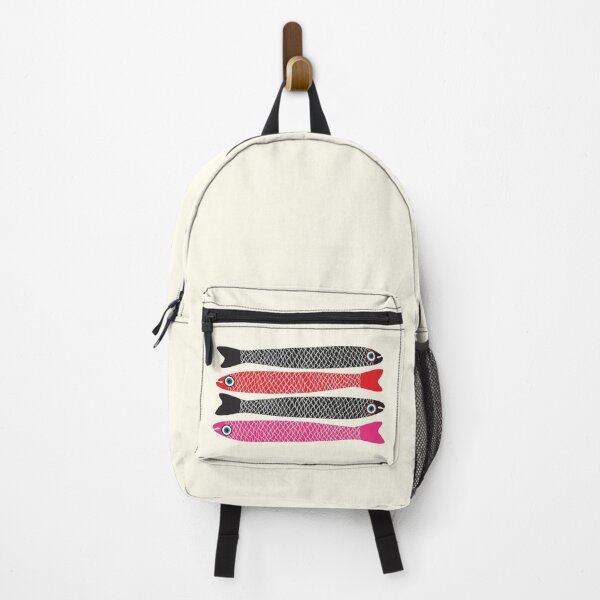 Item preview, ANCHOVIES Bright Graphic Fun Groovy Fish in Black Red Pink - UnBlink Studio by Jackie Tahara designed and sold by Jackie Tahara of UnBlink Studio.