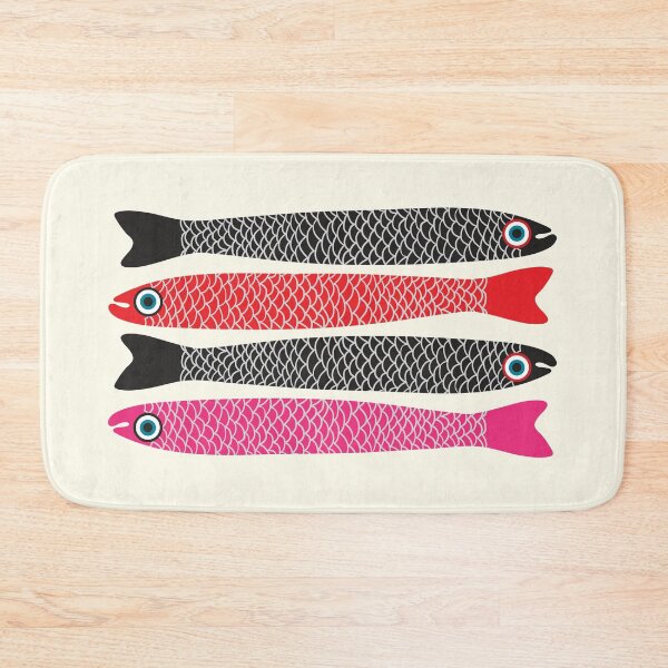 Item preview, ANCHOVIES Bright Graphic Fun Groovy Fish in Black Red Pink - UnBlink Studio by Jackie Tahara designed and sold by Jackie Tahara of UnBlink Studio.