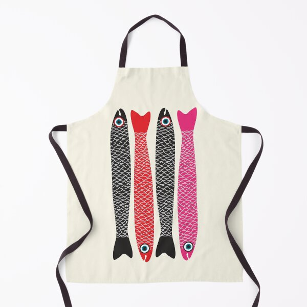 Item preview, ANCHOVIES Bright Graphic Fun Groovy Fish in Black Red Pink - UnBlink Studio by Jackie Tahara designed and sold by Jackie Tahara of UnBlink Studio.