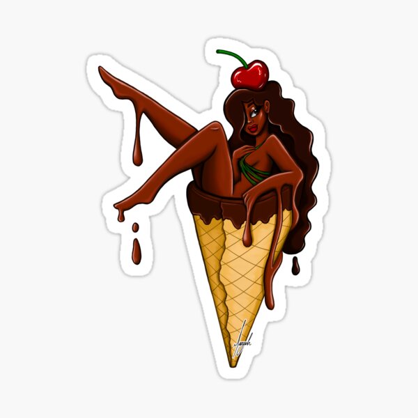 Chocolate Ice Cream Girl Sticker