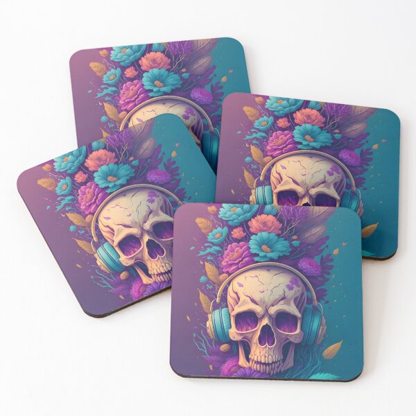 Item preview, Floral Skull With Headphones designed and sold by MudbloodStore.