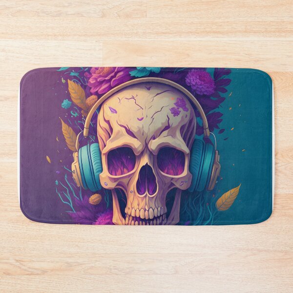 Item preview, Floral Skull With Headphones designed and sold by MudbloodStore.