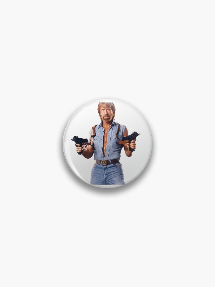 Chuck Norris In Jeans Pin for Sale by TRUUrbanApparel Redbubble