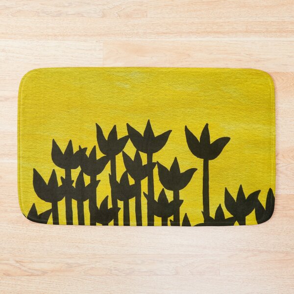 Item preview, Black flowers yellow watercolor designed and sold by InspiringLines.