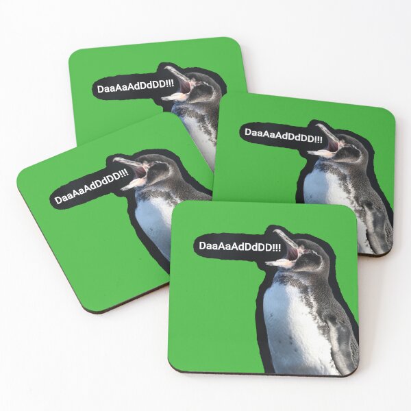 Item preview, Galapagos Penguin calls for Dad (Bright Green #35B02C background)  designed and sold by SBPenguins.