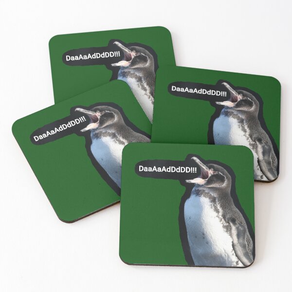 Item preview, Galapagos Penguin calls for Dad (Dark Green #014606 background)  designed and sold by SBPenguins.