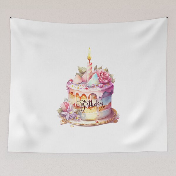 Item preview, Happy Birthday Cake with Candle  designed and sold by silviaol.