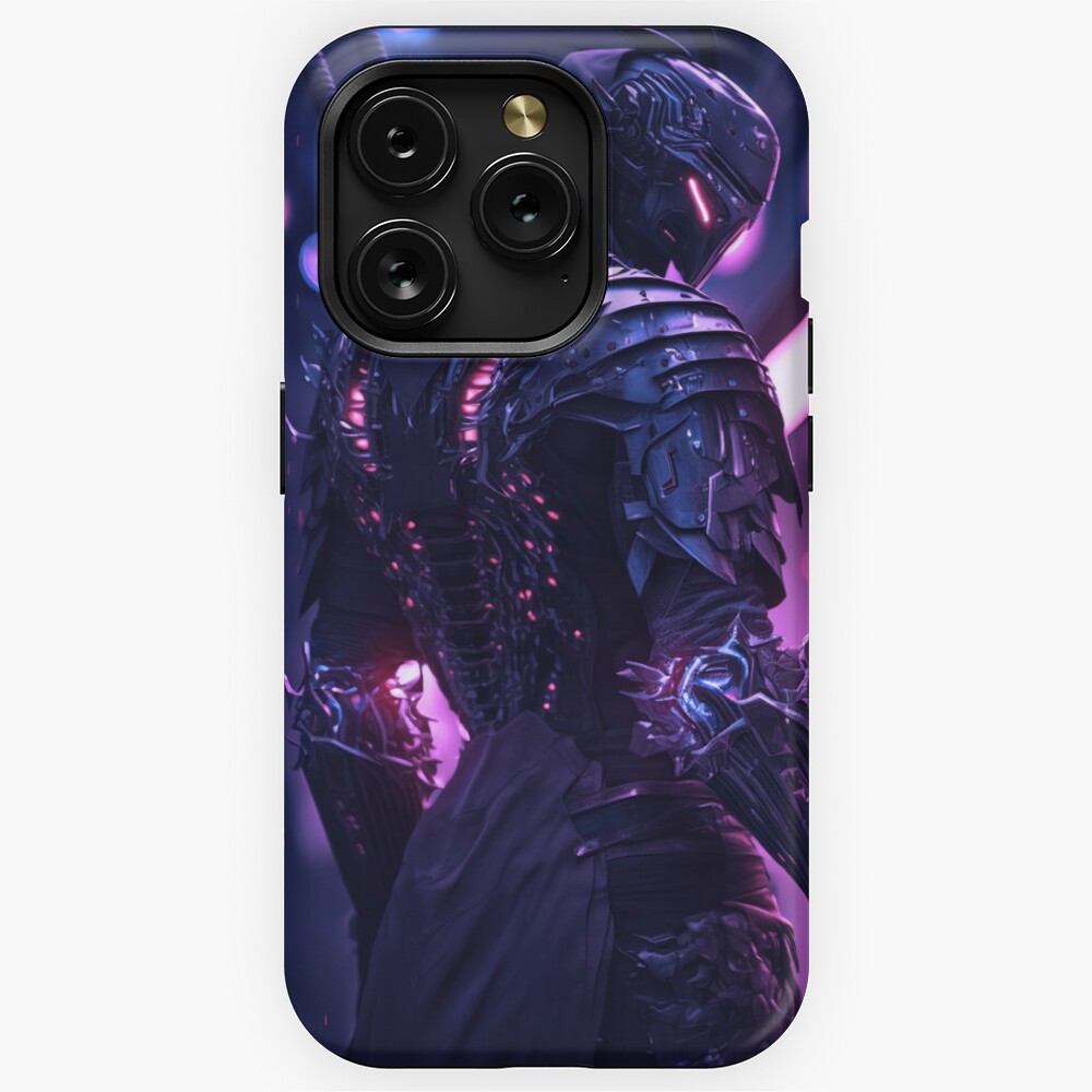 Cyberpunk cyborg samurai painting purple | iPhone Case