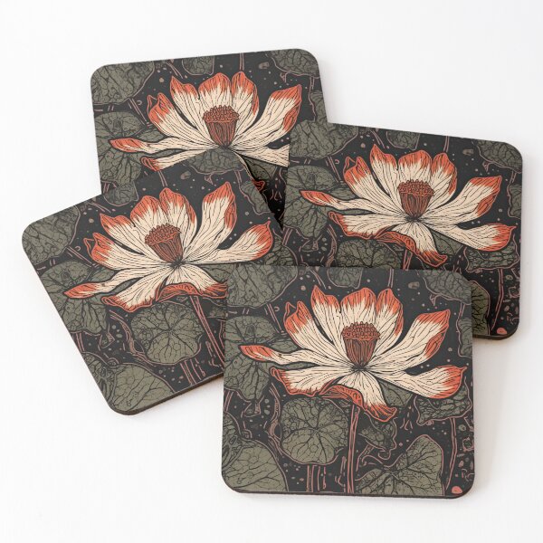 Item preview, Orange and White Flower Woodcut Floral Illustration designed and sold by curiouserthings.