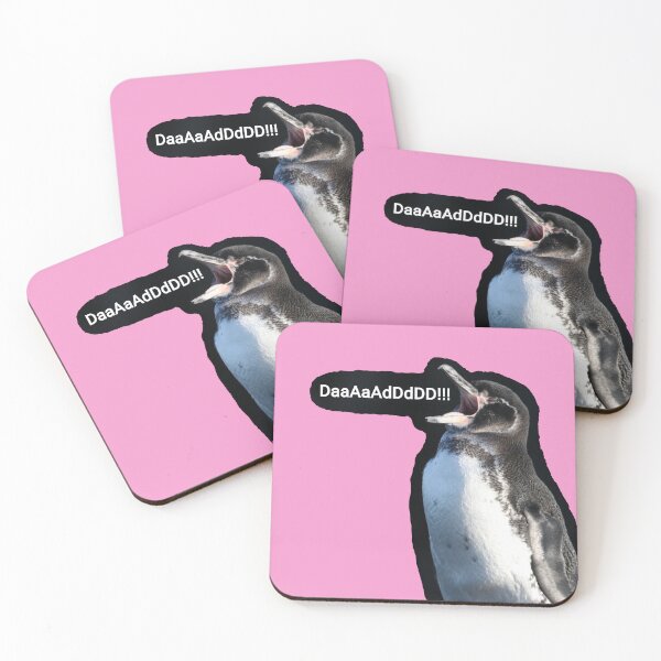 Item preview, Galapagos Penguin calls for Dad (Pink #F699CD background)  designed and sold by SBPenguins.