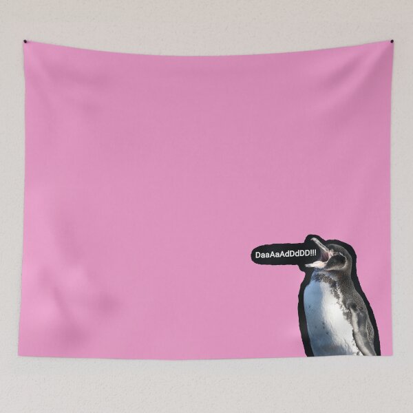 Item preview, Galapagos Penguin calls for Dad (Pink #F699CD background)  designed and sold by SBPenguins.