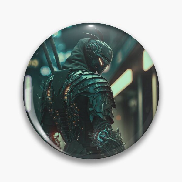 Item preview, Cyberpunk cyborg samurai painting designed and sold by RedShirtArts.