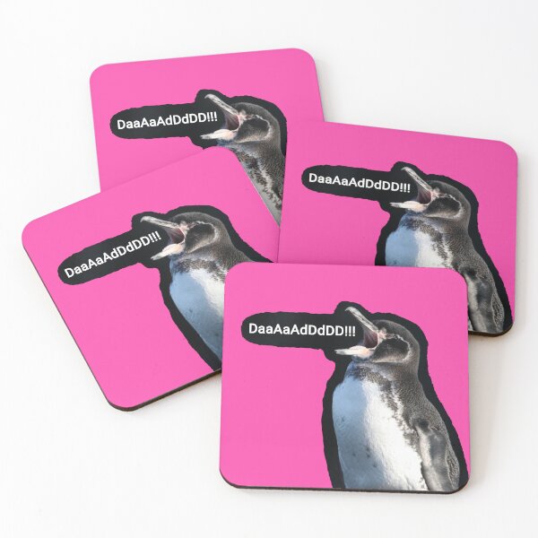 Item preview, Galapagos Penguin calls for Dad (Fuchsia #FC46AA background)  designed and sold by SBPenguins.