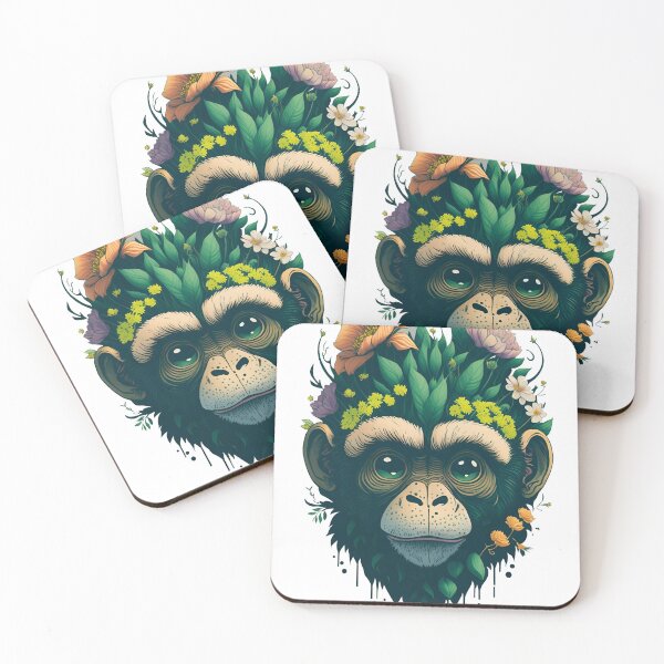 Item preview, Vintage Monkey With Flowers Splash designed and sold by ArtsyWishesShop.