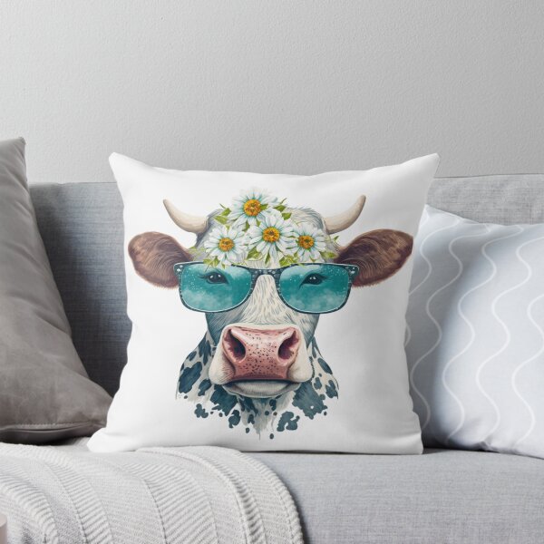 Item preview, Cow With Glasses and Flowers designed and sold by TheDorkNextDoor.
