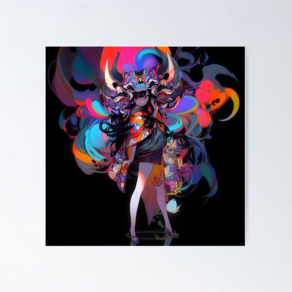 Artikelvorschau, Anime-Kunst, Neon, digital, psychedelisch, grafisches Kunstwerk entworfen und verkauft von CragGrimVisions.