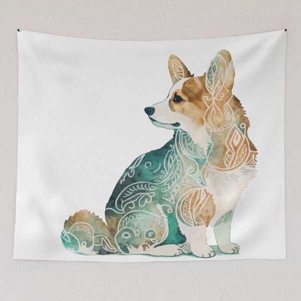 Item preview, A Bohemian Patterned Corgi in Watercolor - Boho Animals designed and sold by GVRDesign.
