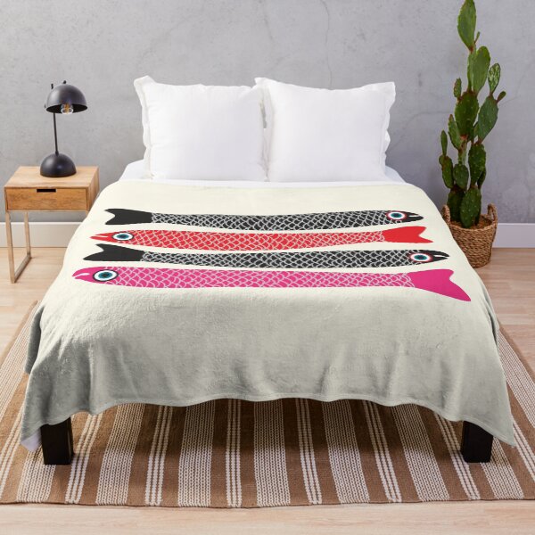 Item preview, ANCHOVIES Bright Graphic Fun Groovy Fish in Black Red Pink - UnBlink Studio by Jackie Tahara designed and sold by Jackie Tahara of UnBlink Studio.