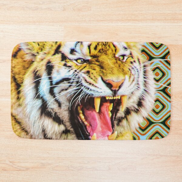 Item preview, Roaring tiger with vintage pattern background  designed and sold by TheGuidedPixie.