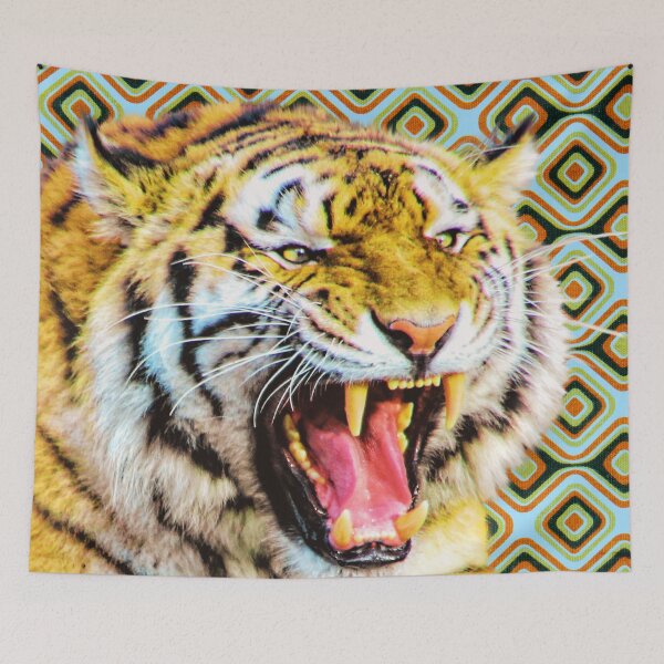 Item preview, Roaring tiger with vintage pattern background  designed and sold by TheGuidedPixie.