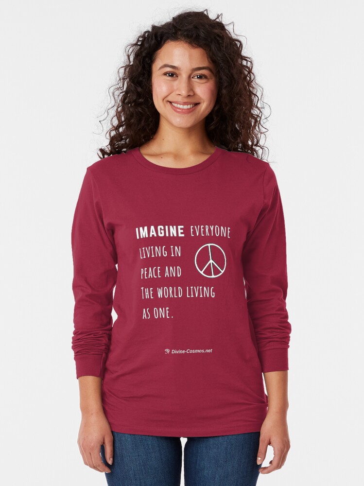 Thumbnail 2 of 5, Long Sleeve T-Shirt, Imagine The World Living In Peace T-SHIRT designed and sold by divine-cosmos.