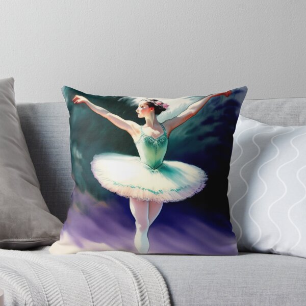Item preview, Watercolor Digital Art of a Ballerina Dancing Gracefully on a Serene Lake designed and sold by BrendaDesigner.